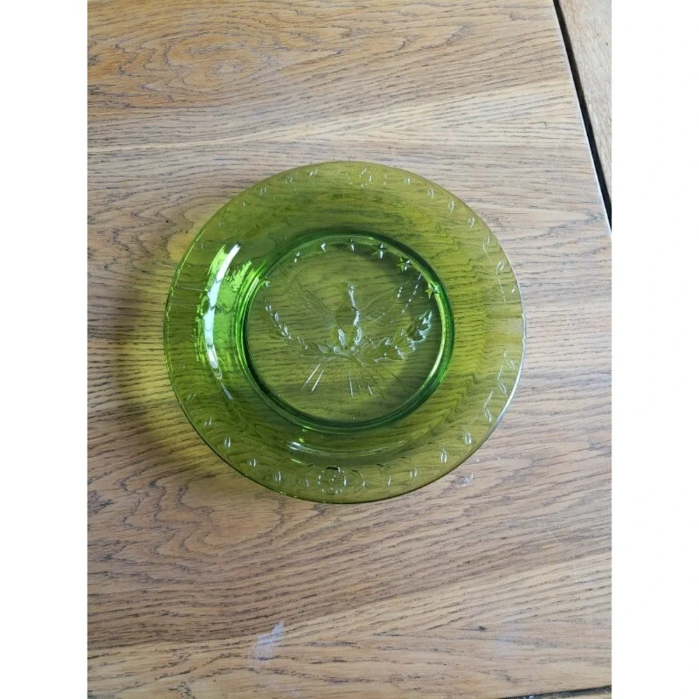 Cigar Ashtray LE Smith Heritage Green Glass American Eagle Stars 9